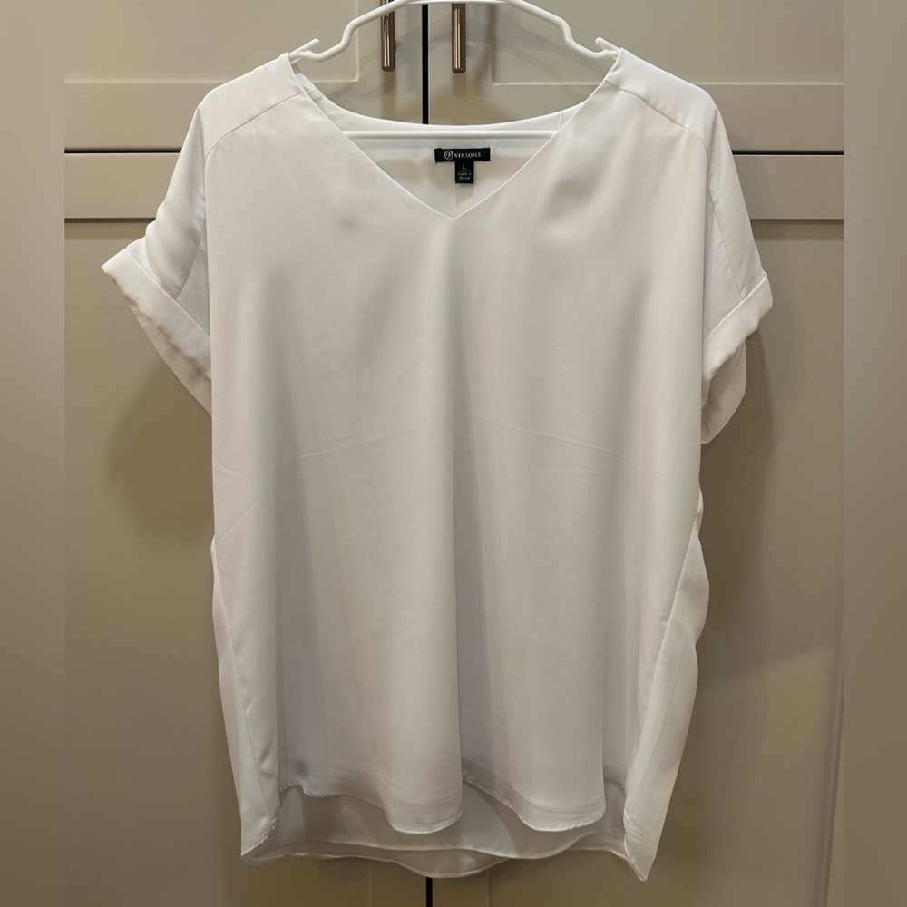 Versona White V-Neck Blouse- Large
